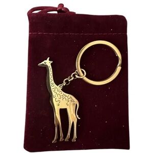 Gold Giraffe Keychain Charm - Women Accessories